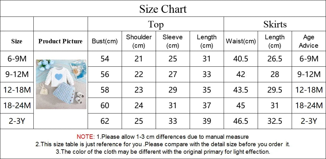 0-3Y Baby Girl Outfit Set 2pcs Puffy Sleeve Heart Shape Top and Corduroy Skirts Valentines Day Sweet Toddler Kids Clothes Girls