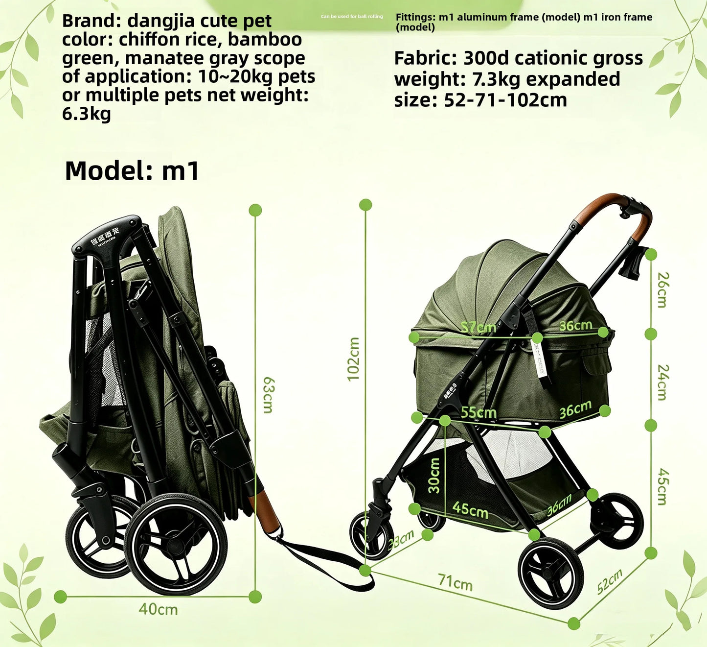 Breathable Large Space Pet Stroller One-Click Foldable Detachable Hand Cart For Dogs Cats Outdoor Travel
