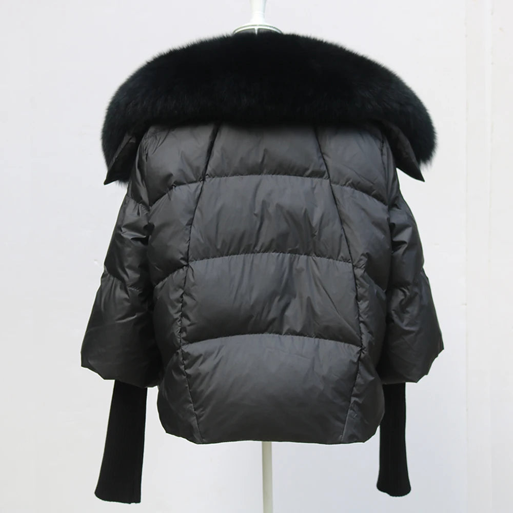 2024 Winter Women Warm Coat Oversized Real Fox Fur Collar Thick Luxury Outerwear New Fashion 90% Goose Down Jacket