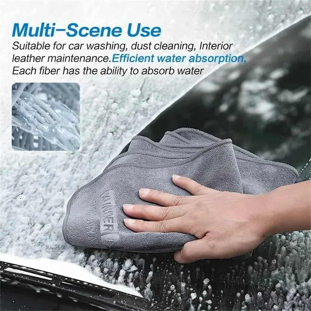 1-10PCS Car Wash Towel Ultra-fine Fiber Car Cleaning Cloth Soft Clean and Dry Cloth Edge Sealing Strong Water Absorption Rags