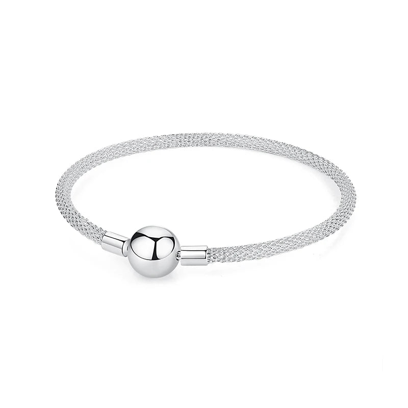 Original 925 Sterling Silver Bracelets Love Heart Moon Flower Butterfly Pave CZ Bracelets For Women DIY Jewelry Party Gift