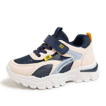 Kid Sneakers Sport Shoes for Boys Fashion Leather Children Breathable Mesh Comfort Shoes Casual Walking Outdoor Running Shoes
