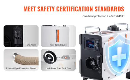 2KW Diesel Heater, 12V/24V All in One Diesel Air Heater, with Bluetooth APP Control, Remote Control and Display Screen, CO Alarm, Fast Heating Portable Diesel Heater for Vehicles and Outdoors