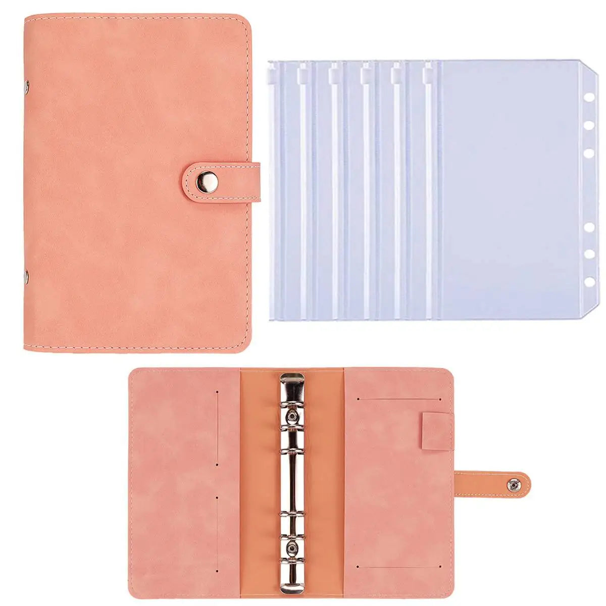 2024 Budget Binder A6 PU Leather Notebook Cash Envelopes System Set Clip-On Binder Pockets For Money Saving Bill Organizer Gifts