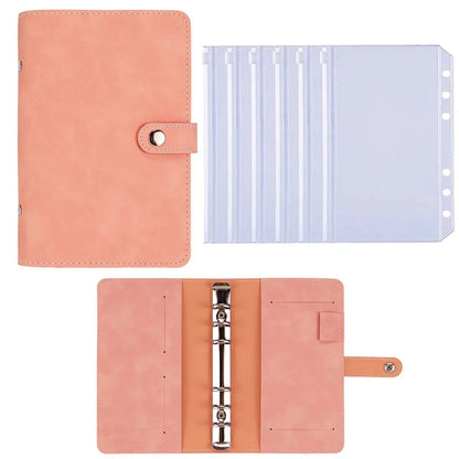2024 Budget Binder A6 PU Leather Notebook Cash Envelopes System Set Clip-On Binder Pockets For Money Saving Bill Organizer Gifts