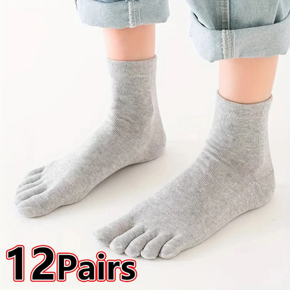 5Pairs Toe Socks Crew Socks Men and Women Five Fingers Socks Breathable Cotton Socks Sports Running Solid Color as Birthday Gift