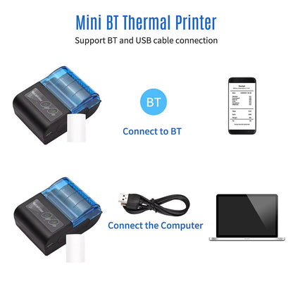 58mm Mini Portable Thermal Printer Receipt Mobile Wireless Bluetooth Ticket Bill Printer For Printing Labels/Tickets Receipt