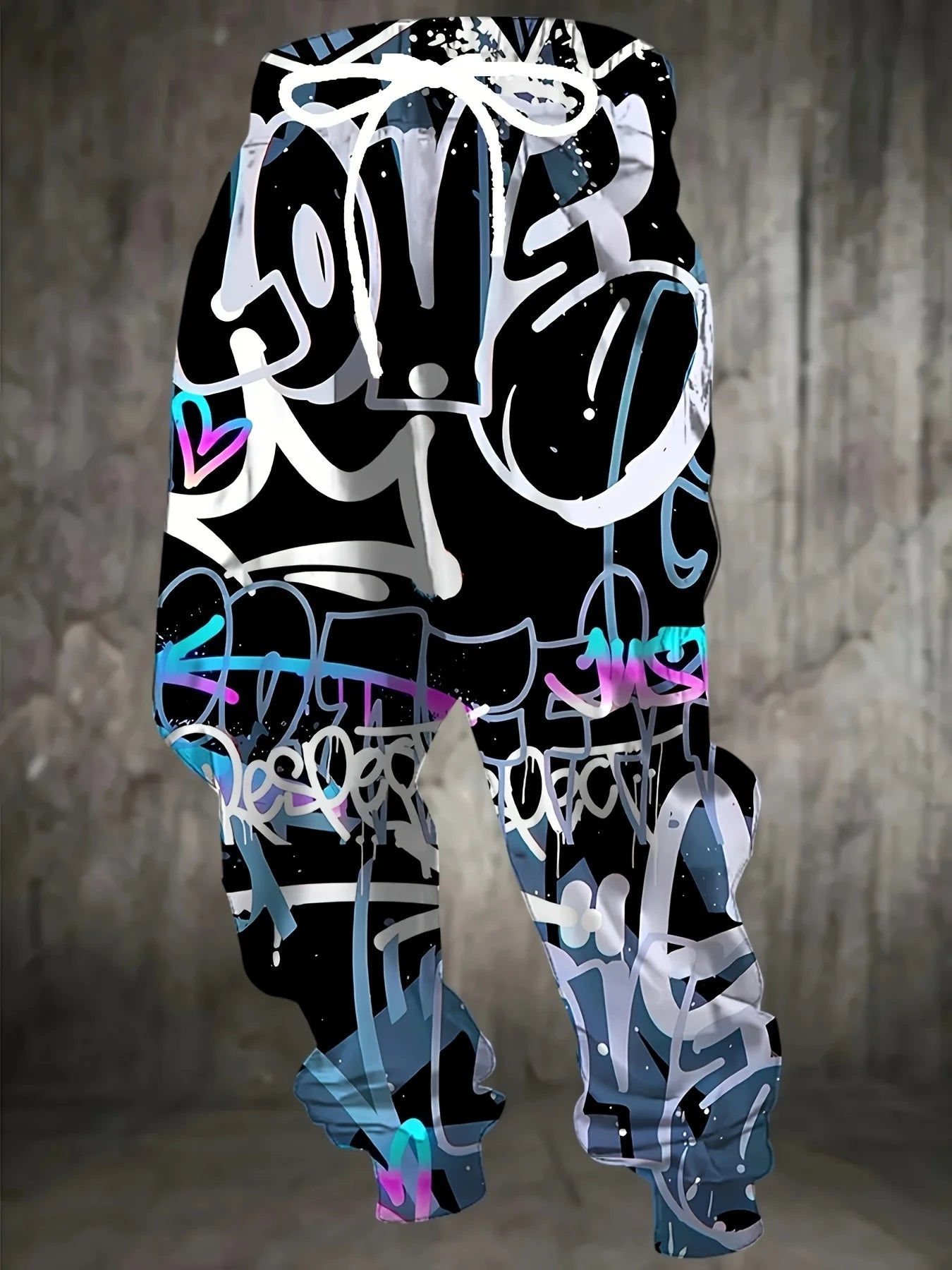 The 2025 autumn new men's long pants are casual fashionable 3D graffiti printed outdoor street and hip-hop