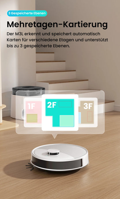 LEFANT M3L Robot dust vacuum cleaner all-in-one charging station 12000 Pa suction 220 min battery life DToF navigation Double R
