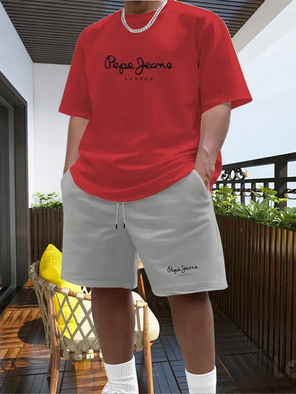 Men's Two-piece Sportswear Short Sleeved T-shirt and Pants Set Running and Fitness Sportswear 2026 Summer Big Discount
