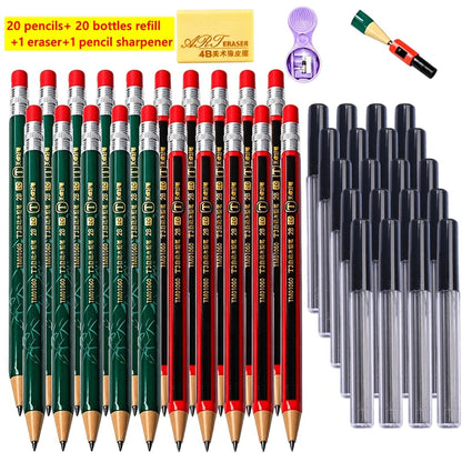 1-42Pcs Mechanical Pencils Set 2B 2.0mm Automatic Student Pencils with Sharpener Color Pencil Leads School Pens Cute Stationery