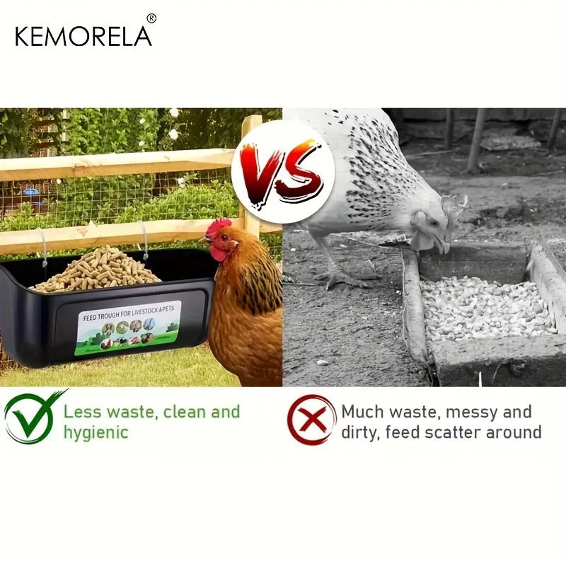 KEMORELA 2PCS Goat Feeder Hanging Duck And Chicken Feeder Small Pet Food Basin Fence Feed Trough Goose Drinking Trough With Clip