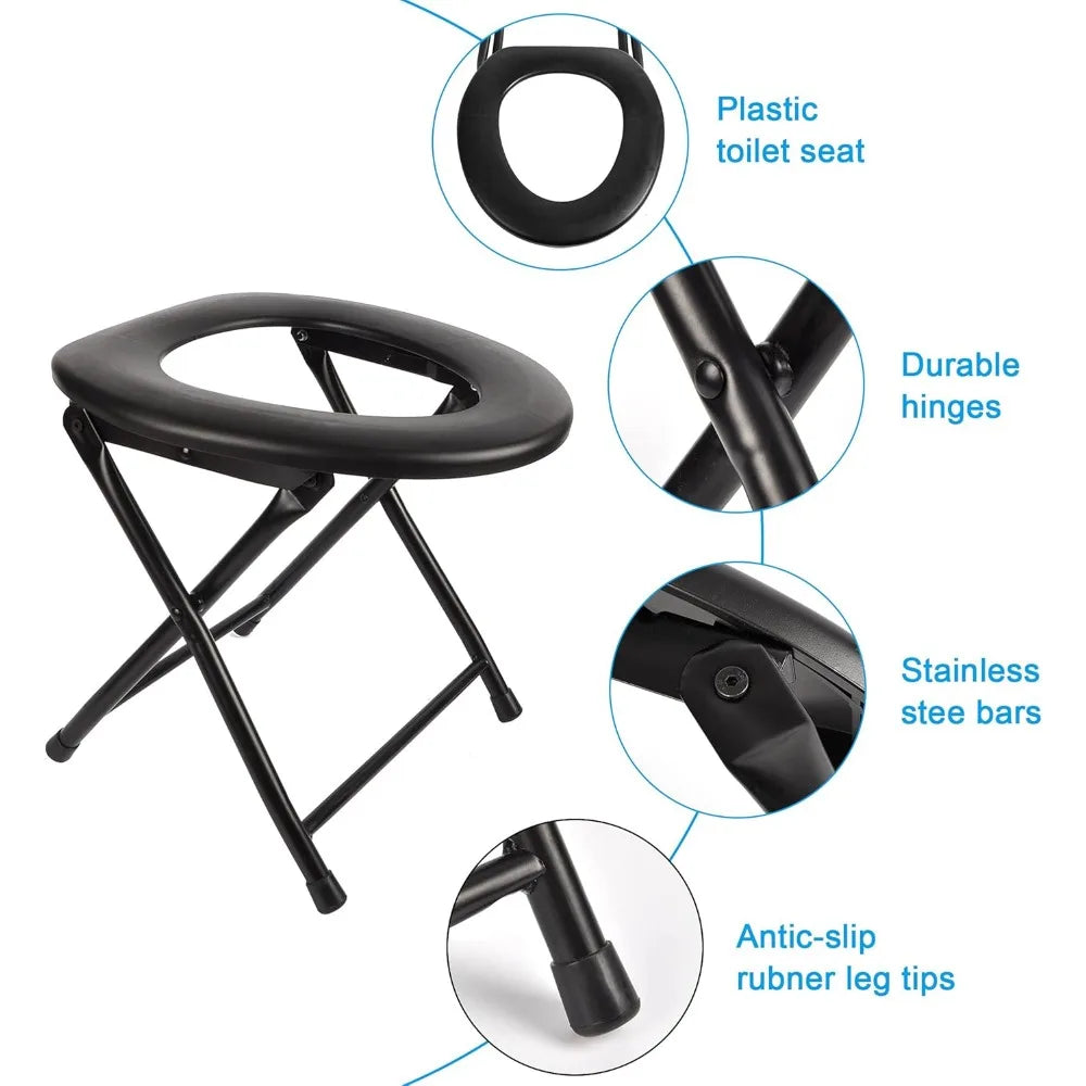 Portable Camping Toilet, Emergency Toilet, Folding Toilet Suitable for Camping, Travel & Emergency