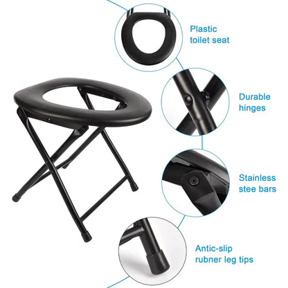 Portable Camping Toilet, Emergency Toilet, Folding Toilet Suitable for Camping, Travel & Emergency