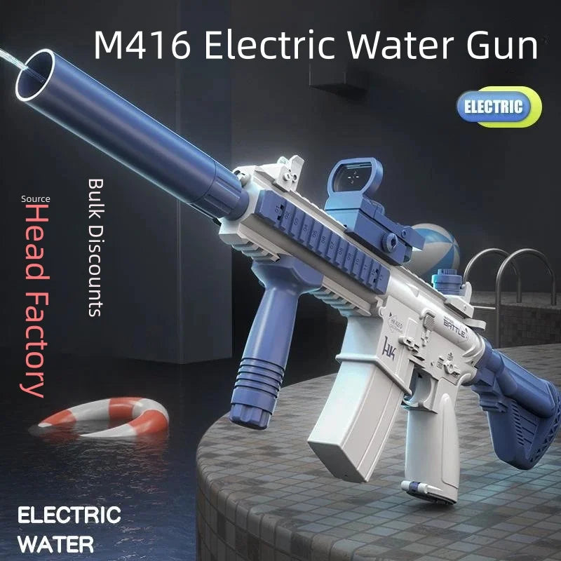 Hot-Selling M416 Electric Water Gun, Rechargeable High-Speed Continuous Water Spray Toy, Long-Range Water Play Toy, Suitable for Summer Swimming Pools, Parties, Beach Activities, Birthdays, Travel Souvenirs, Graduations, Part