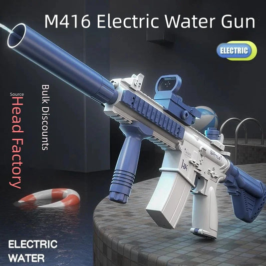 Hot-Selling M416 Electric Water Gun, Rechargeable High-Speed Continuous Water Spray Toy, Long-Range Water Play Toy, Suitable for Summer Swimming Pools, Parties, Beach Activities, Birthdays, Travel Souvenirs, Graduations, Part