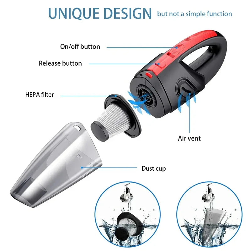 Portable Handheld Wireless Vacuum Cleaner Powerful Suction Rechargeable Cleaning Appliance Quick Charge for Car Home Pet Hair