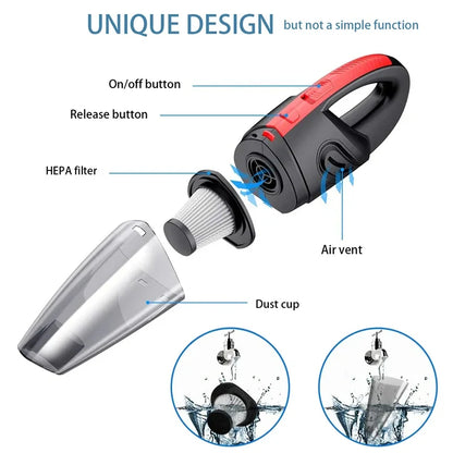 Portable Handheld Wireless Vacuum Cleaner Powerful Suction Rechargeable Cleaning Appliance Quick Charge for Car Home Pet Hair