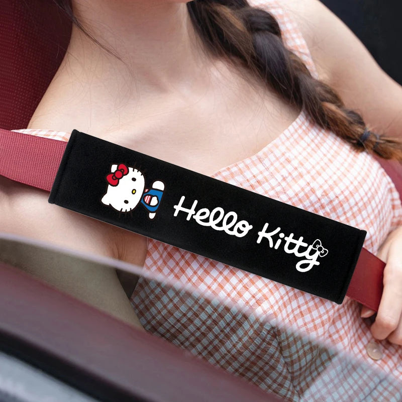 Hello Kitty Car Seat Belt Covers 2Pcs Soft Auto Seatbelt Shoulder Pads Universal Car Interior Accessories for Decoration Comfort