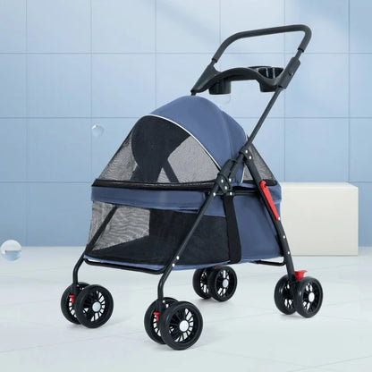 Multi Function Pet Stroller Foldable Push Pull Trolley Carrier Handbag for Cats Small Dogs Outdoor Travel Daily Use 펫 유모차