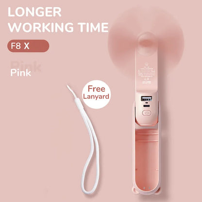 Handheld Bear Electric Fan Portable Small Fan For Students Multi-functional Household Foldable USB Charging Stand-up Desktop Fan
