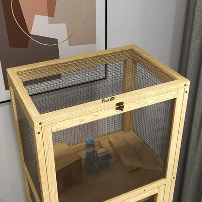 Cage for hamsters or small animals in wood 5 levels with niche balançoire 54 x 38 x 131 cm natural