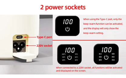 650ml Portable Electric Kettle Travel Boil Water Cup Thermo Pot Smart Teapot Temperature Adjustment Kettle With LED Display