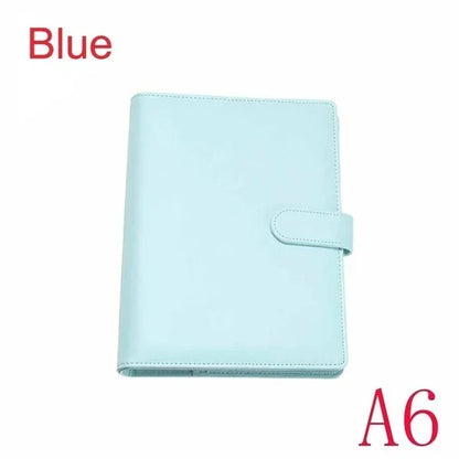 Solid Color Leather Folder Desktop Information Card Storage Notebook Folder Notepad Cover Leather Binder Study Office Supply