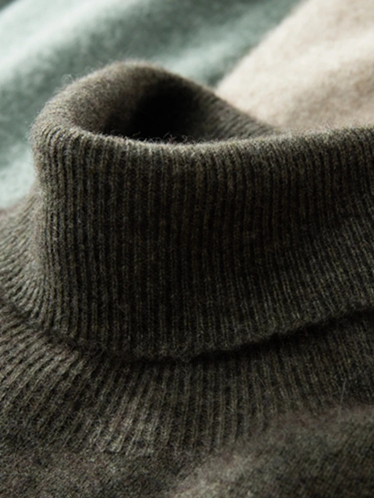 Men's Turtleneck 100% Cashmere Sweater Autumn Winter Basic Long Sleeve Pullover Cashmere Knitwear Soft Warm Comfy Clothing