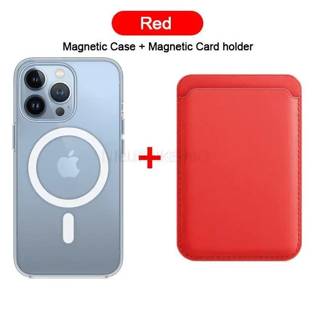 For Magsafe Magnetic Wireless Charging Case For iPhone 15 11 12 13 14 Pro MAX Mini XR XS 7 Plus Leather Wallet Card Holder Cover