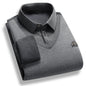 Men's Fleece Lined Sweater Polo Collar Pullover Tops Fashion Business Causal Pullovers Korean Slim Fit Thick Winter Clothes