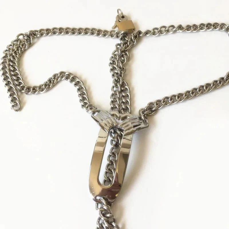 Stainless Steel Invisible Female Chastity Belt Sexy Briefs Leather Bondage Metal Chain Erotic Pants Adult Games BDSM Fetish Wear