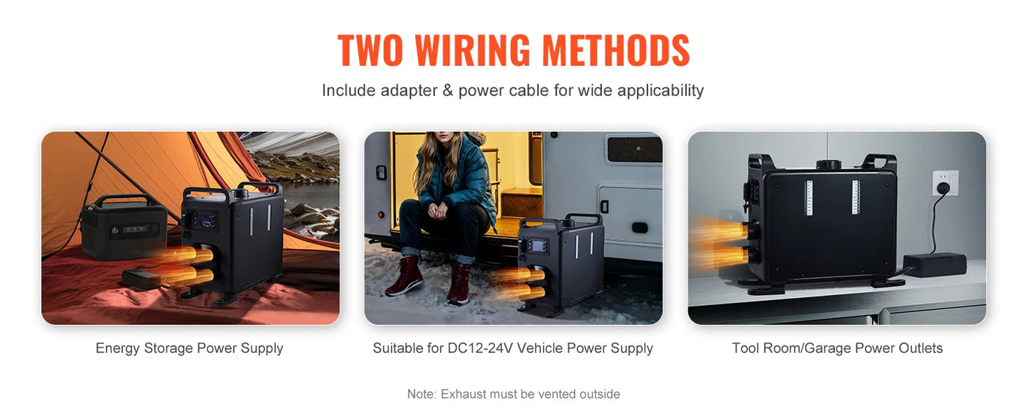 SucceBuy 8KW Diesel Heater 12/24V All in One Diesel Air Heater with Bluetooth CO Alarm Portable Car Heater for Vehicles & Garage