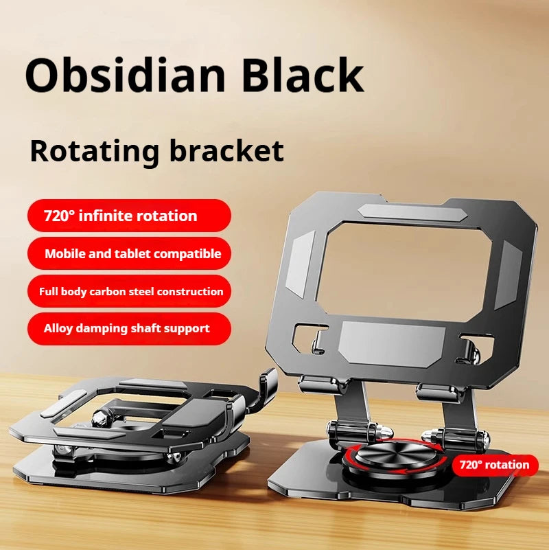 360° Rotating Metal Tablet Stand Foldable Adjustable Desktop Holder Carbon Steel Base Heat Dissipation For Tablet Phone