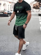 2025 new summer men's sportswear, men's loose fashion clothing, 3D printed T-shirt shorts, men's simple clothing fashion set, li
