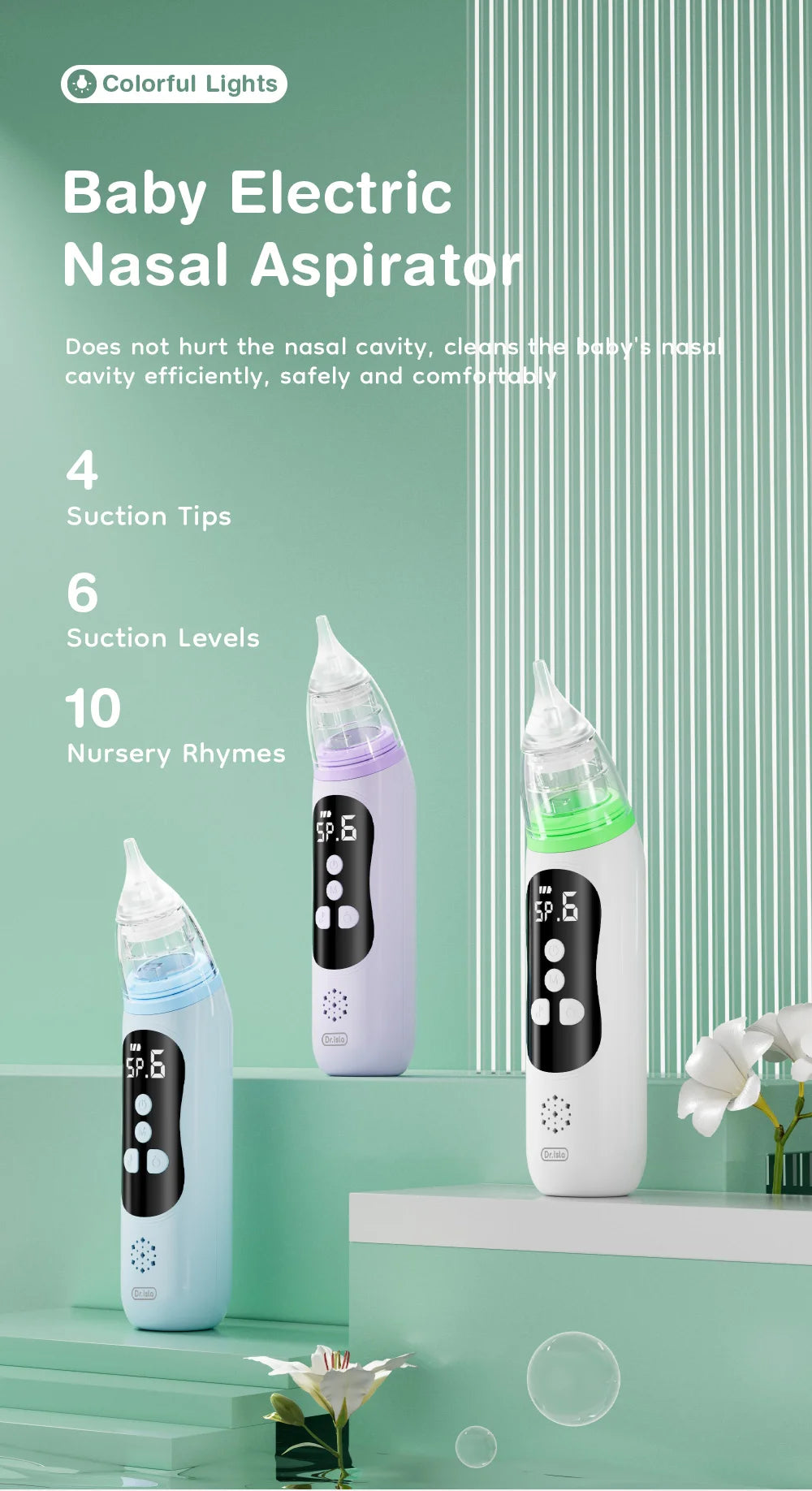 MAMIJOY  Electric Nasal Absorber Silent Baby Obstruction Rhinitis Cleaner Nasal Aspirator Nasal Mucus Cleaning Tool Fro Newborn