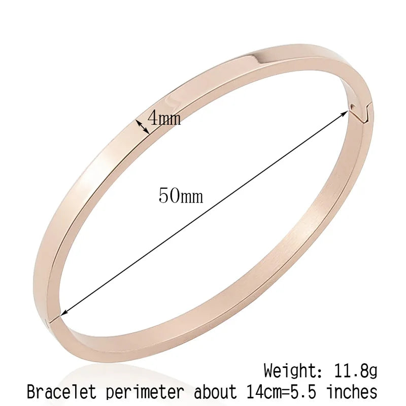 Hot Fashion Stainless Steel Jewelry Oval Bangle for Woman Child Charm Bracelet Party Love Wedding Brand Gift Wholesale