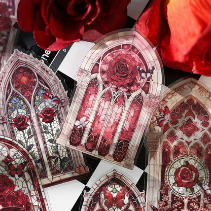 10pcs Flowers Window Sticker PET Materials Collage Junk Journal DIY Scrapbooking Supplies Aesthetics Decor Sticker