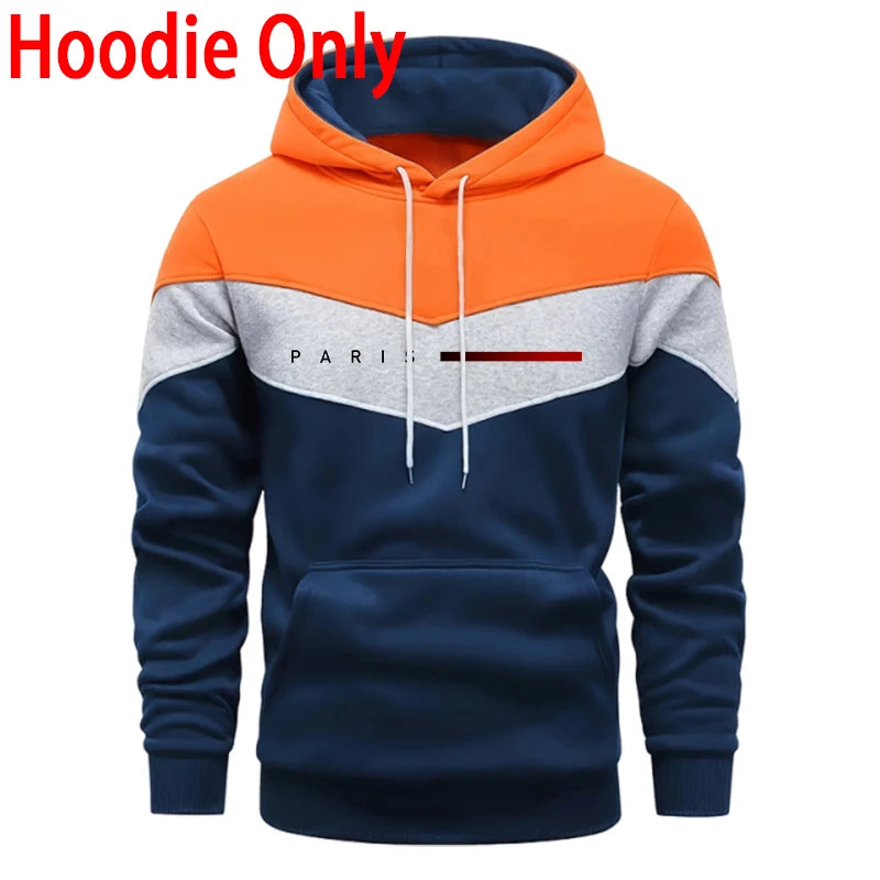 Paris Fashion Men's Hoodies Set Daily Casual Sports Hooded Sweatshirt and Jogger Pants Male Urban Trend Warm Pullover Tracksuit