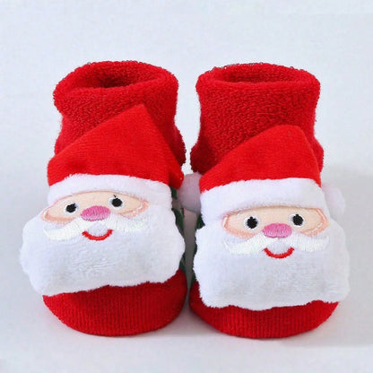 Cute Santa Claus Doll Knitted Baby Socks Newborn Toddler Soft Snowman Deer Warm Floor Socks Girls Infant Boys Mid Socks New