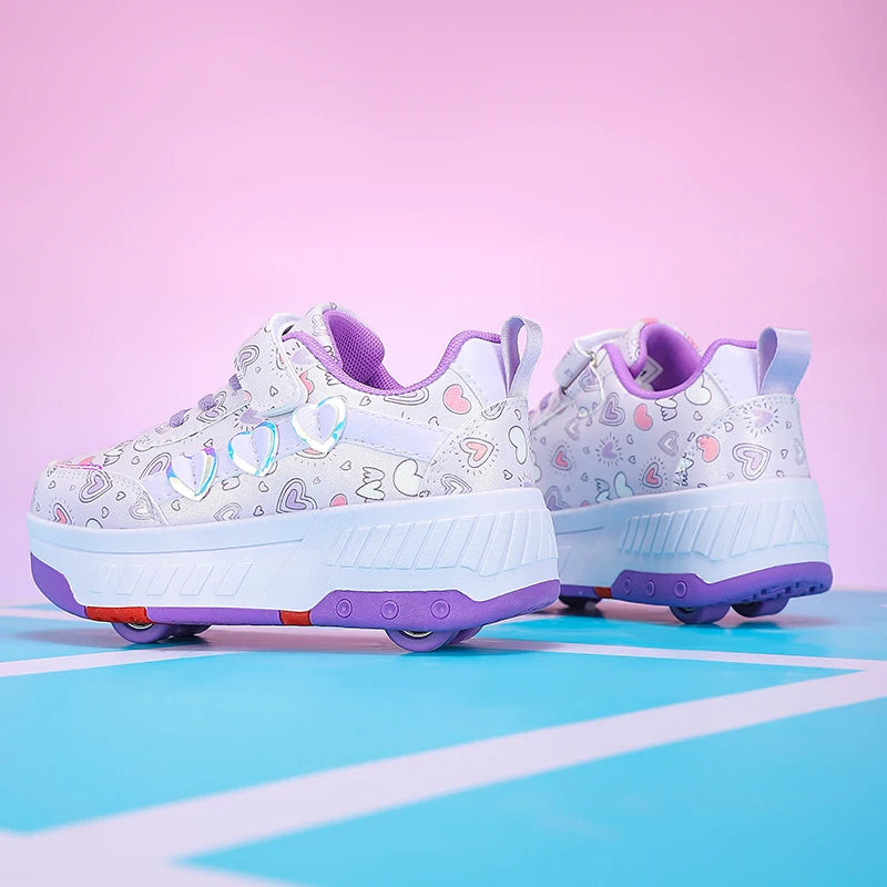 Roller Skate Shoes Kids Sneakers With Wheels Children Roller Skates Fashion Outdoor Sports Shoes Girls Boys Gifts Breathable New