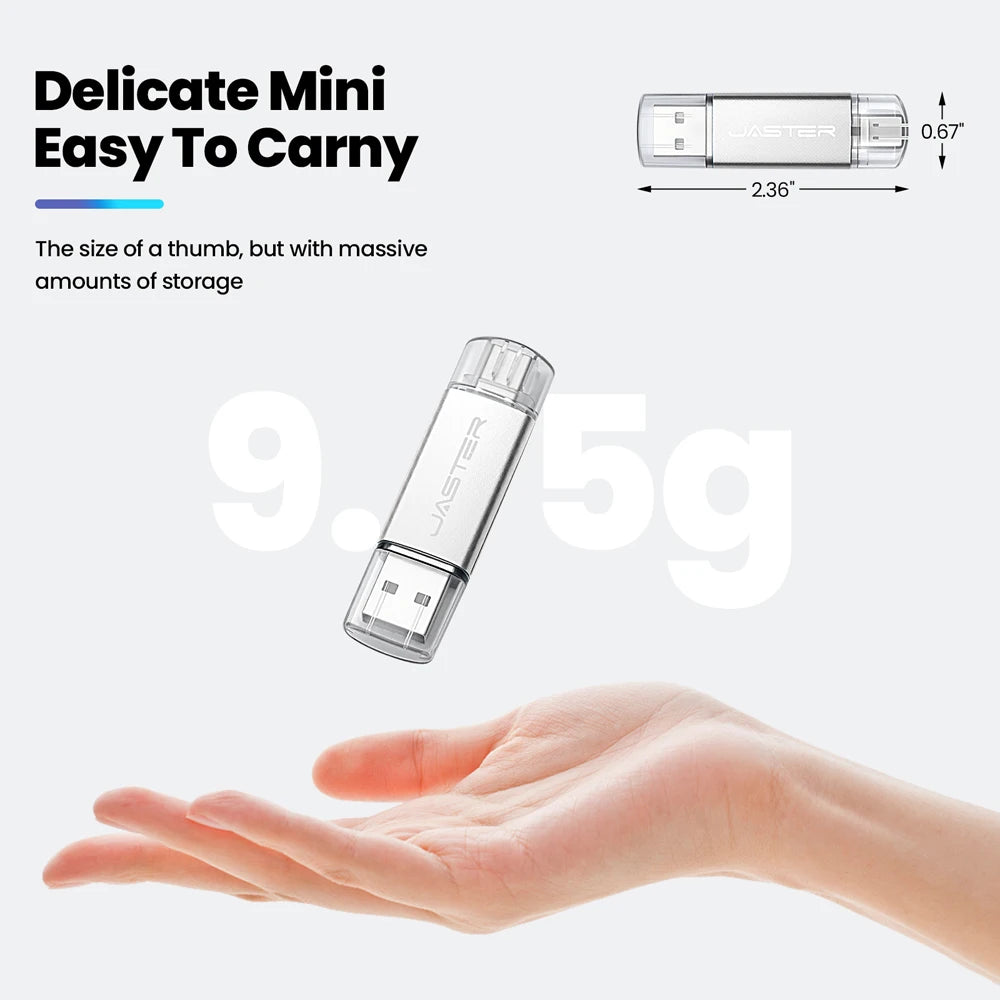 TYPE-C 2-in-1 USB 2.0 Flash Drive 64GB 512MB Real Capacity Memory Stick High Speed for Mobile Phones and Computers Business Gift