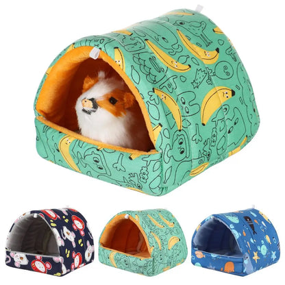 Soft Rabbit Colorful Squirrel Mini Cage Winter Hamster House Guinea Pig Nest Small Animal Sleeping Bed Warm Mat