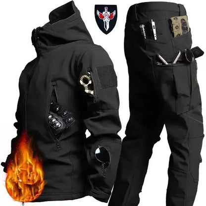 New Men's Winter Jacket Tactical  Sets Fleeced Sharkskin Windproof Waterproof Padding Suits Paintball Uniform Pockets Camo