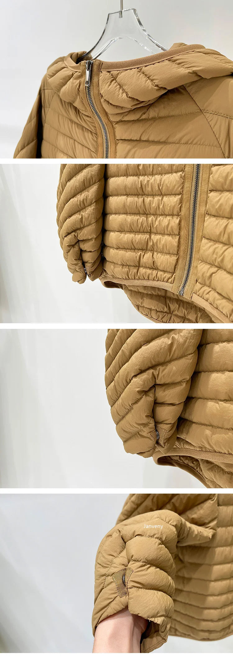 JANVENY 2025 New In Winter Short Puffer Jacket Women Ultra Light Loose 90% White Duck Down Coat Female Hooded Thin Parka Outwear