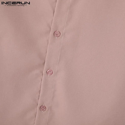 INCERUN Fashion New Men's Tops Backless Bow Design Shirt Sexy Casual Male Solid Comfortable Long Sleeved Lapel Blouse S-5XL 2025