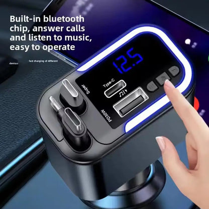 5 In 1 Retractable USB C Car Charger 180W Car Fast Charging Adapter With Atmosphere Lights For IPhone,iPad,Android