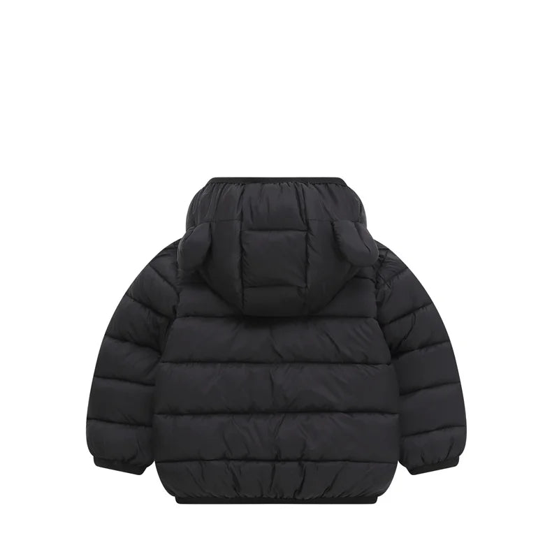 2024 Kid's Solid Color Jacket Boys Hooded Zipper Down Cotton Coat Autumn Winter New Girls Thickened Casual Cute Outerwear 2-6Y