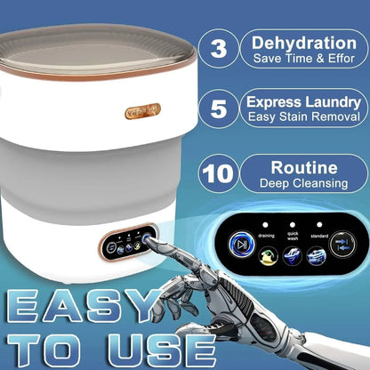 Mini Portable Washer for Underwear Pants & Socks - 15L High-Capacity Foldable Spin Basket with Hidden Drainage Pipe