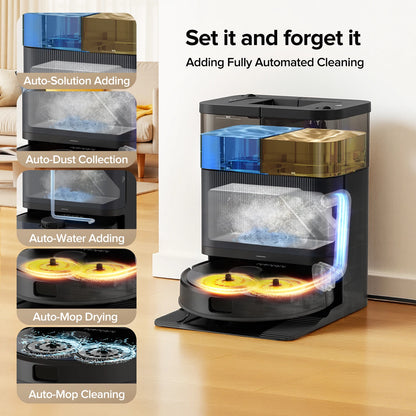 Lubluelu S1000 Robot Vacuum Mop with Self-Cleaning Station 11000Pa 75℃ Hot Water Wash Auto-Dry Carpet Boost Cleaning for Home